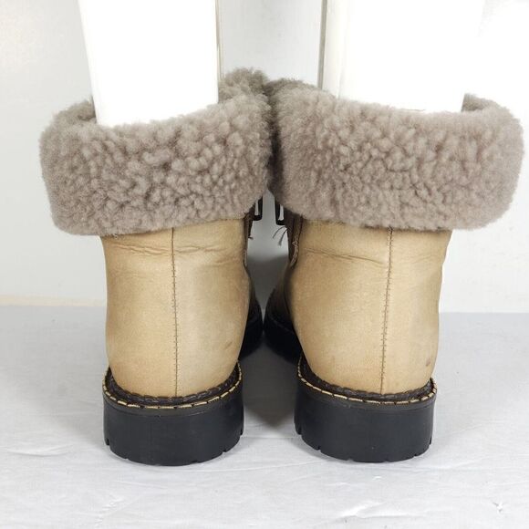 Sorel Women's Kaufman US 8M Beige Leather Lined Lace Up Shearling Winter Boots - Picture 11 of 13